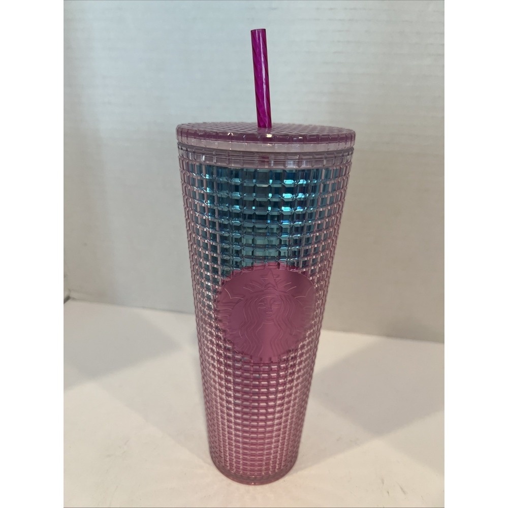 STARBUCKS 24 Oz. Acrylic Cold Cup Tumbler IRIDESCENT‎ PINK BLUE DIAMOND 2021